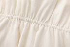 White V-Neck Lace Ruffle Panel Tie Dress