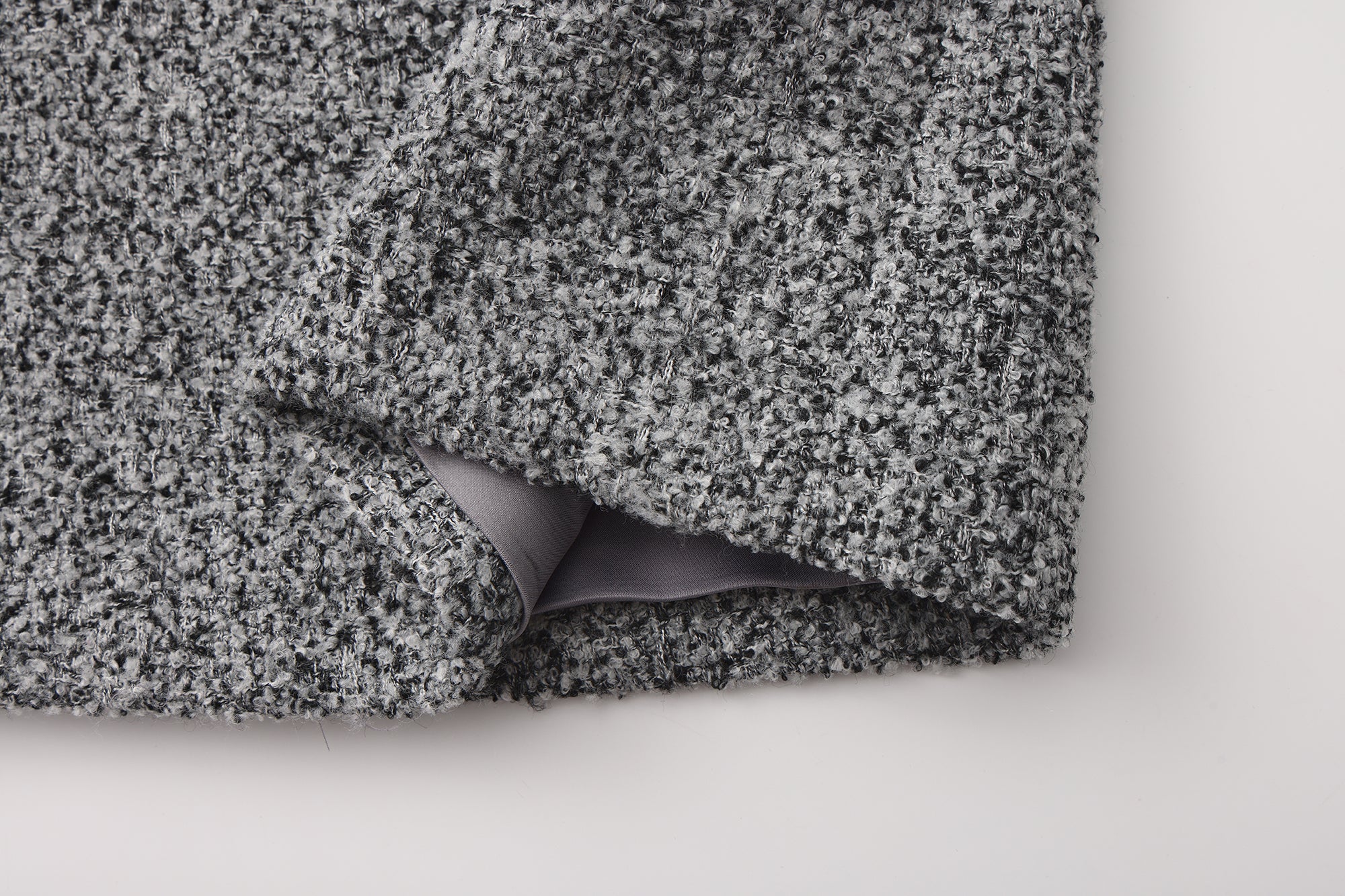 Gray Square-Necked Bow Woolen Dress