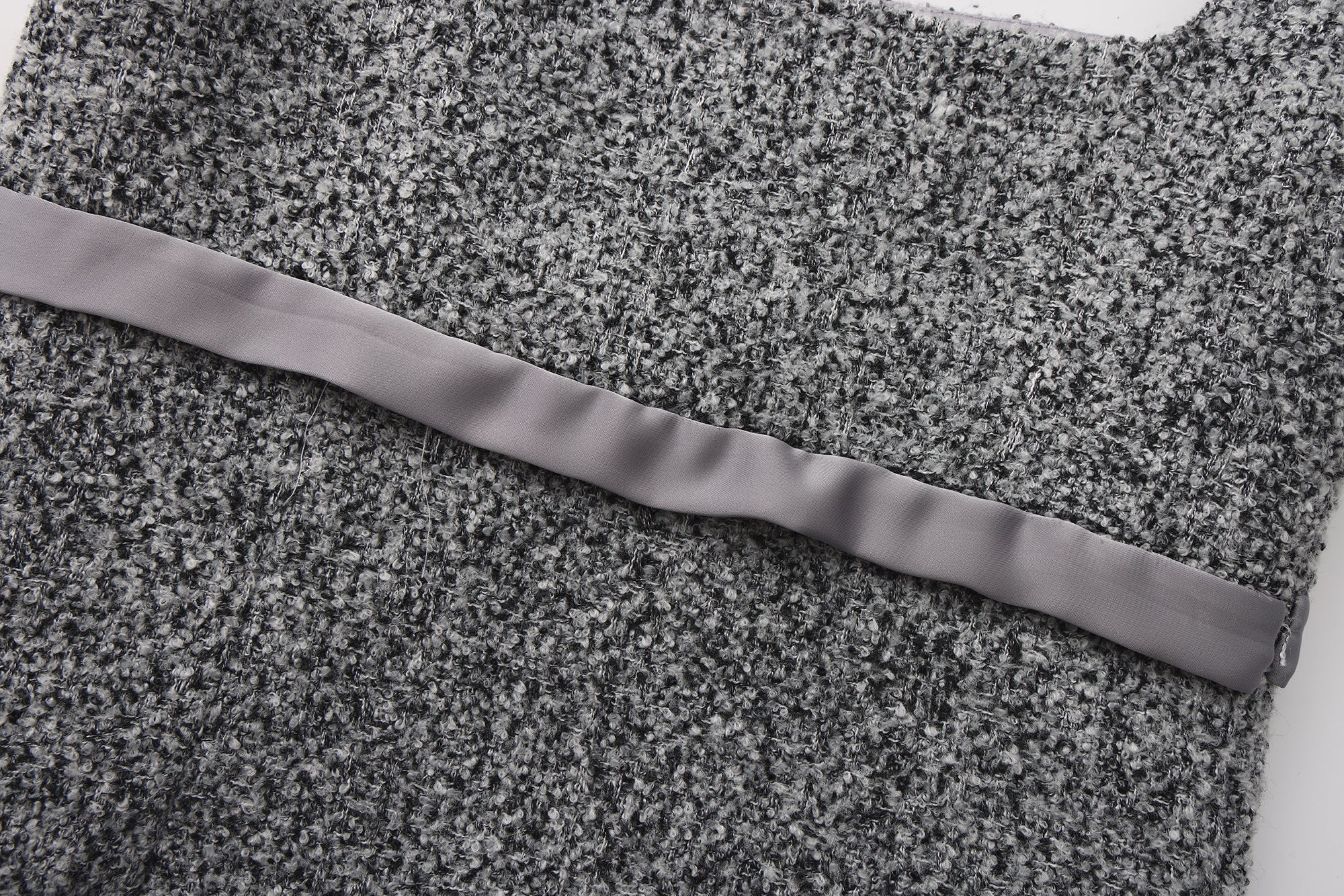 Gray Square-Necked Bow Woolen Dress