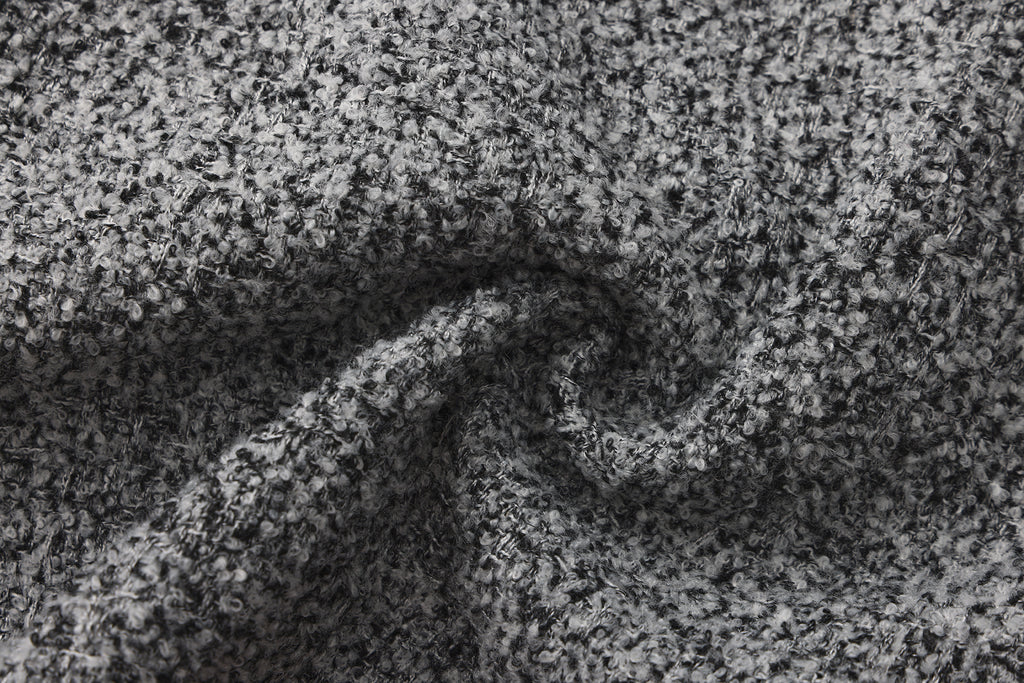 Gray Square-Necked Bow Woolen Dress