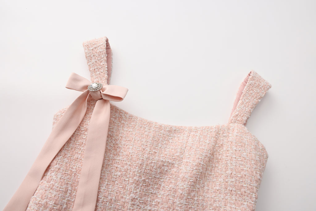 Pink Bow Sleeveless Fitted Top