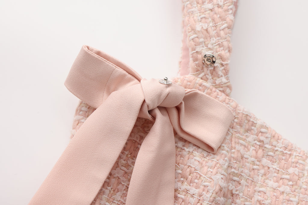 Pink Bow Sleeveless Fitted Top