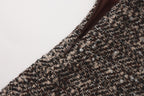 Brown Square-Necked Bow Tweed Dress