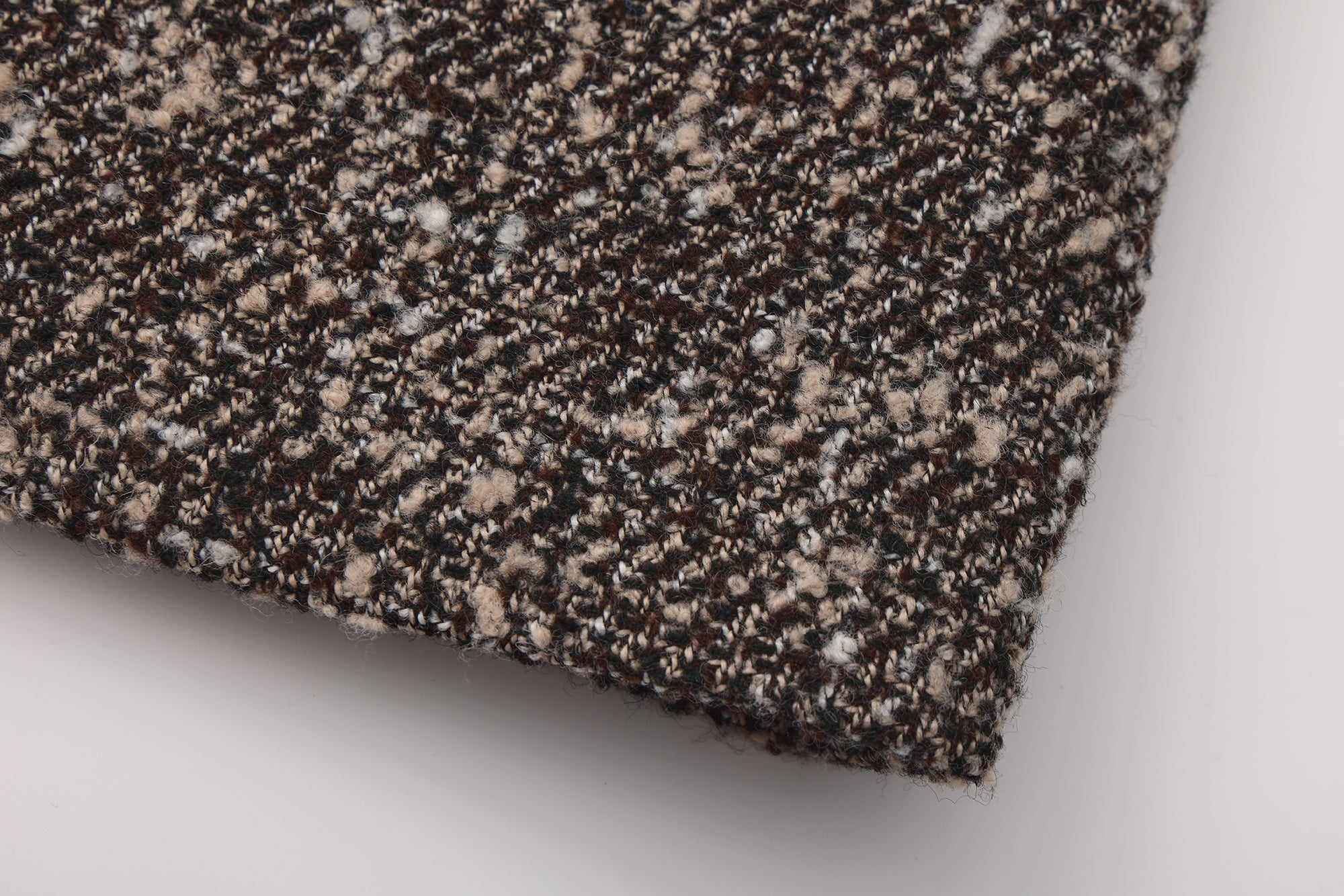 Brown Square-Necked Bow Tweed Dress