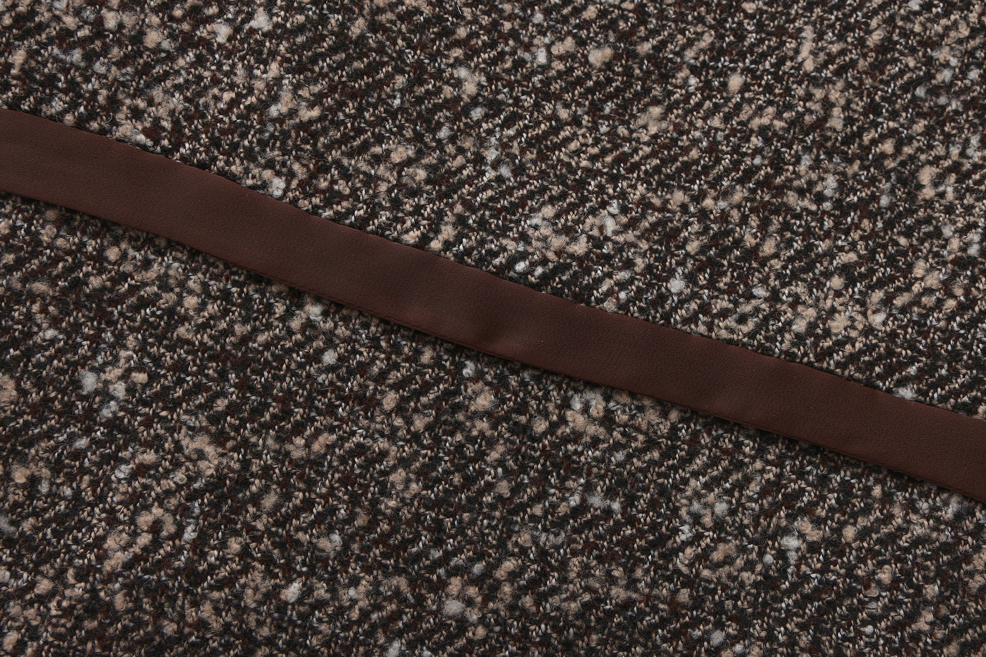 Brown Square-Necked Bow Tweed Dress