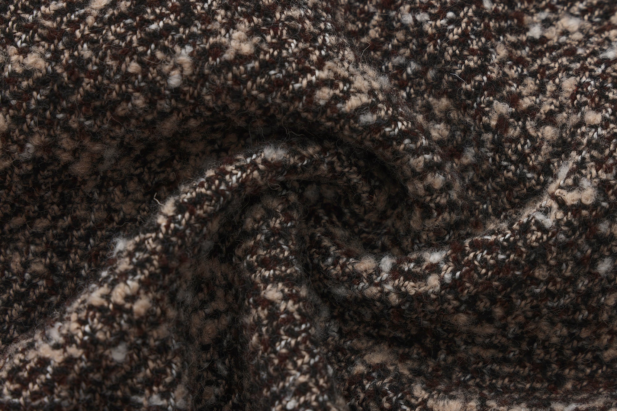 Brown Square-Necked Bow Tweed Dress