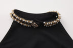 Black Halter Beaded Ruched Dress