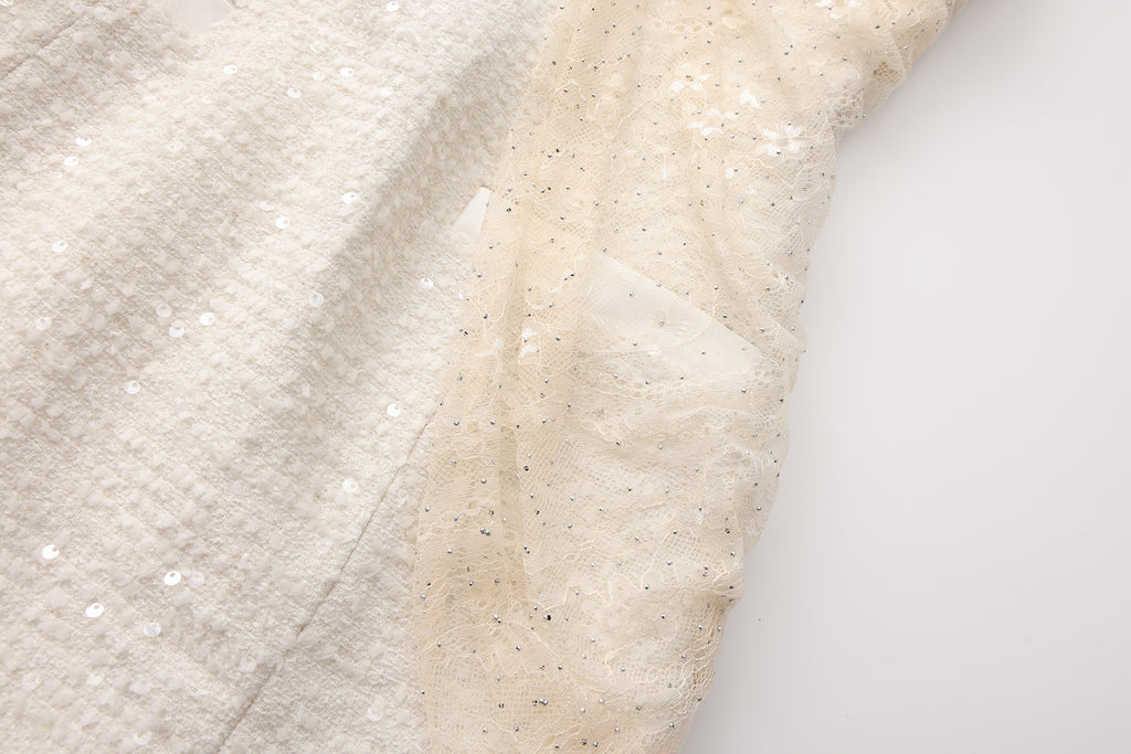 White Collar Halter Bow Lace Top