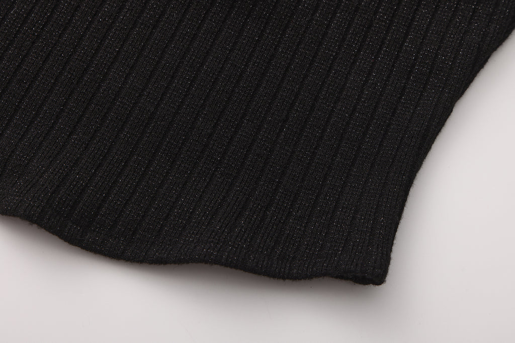 Black Knitted Lace Off-The-Shoulder Top