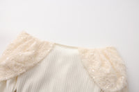 White Knitted Lace Off-The-Shoulder Top