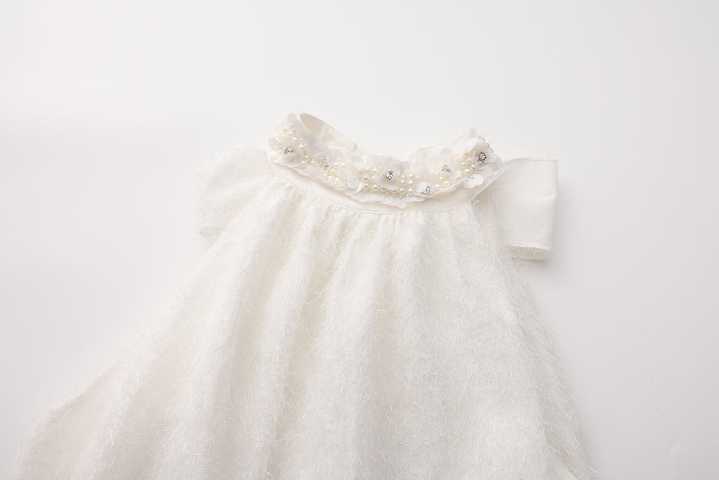 White Halter Silver Lace-Up Dress