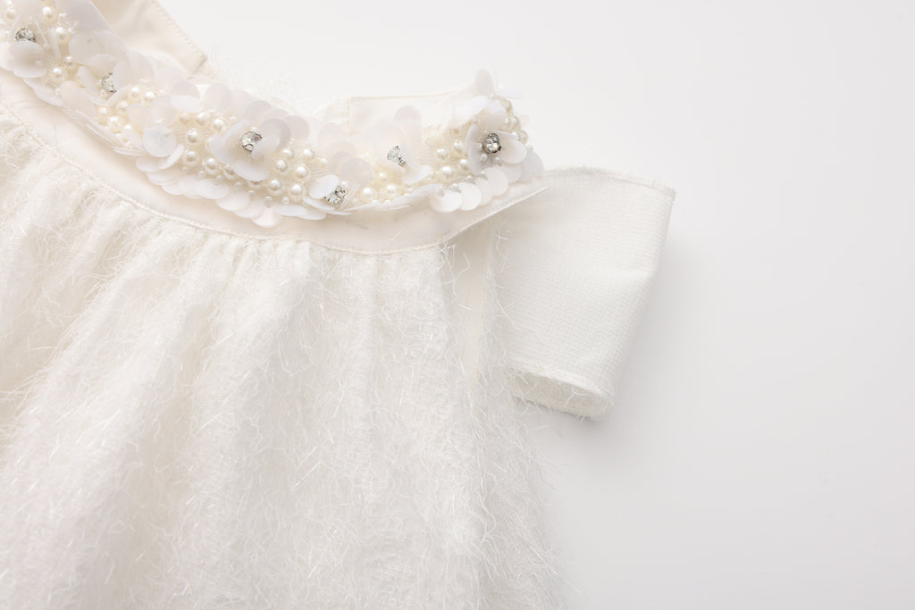 White Halter Silver Lace-Up Dress