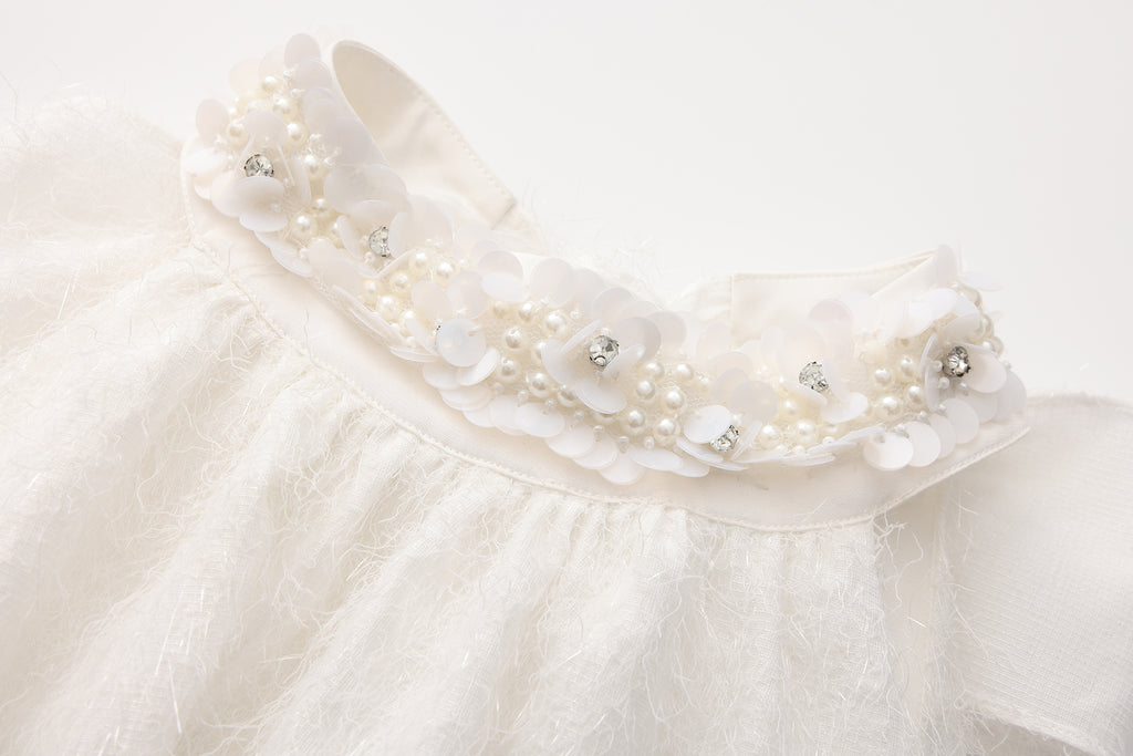 White Halter Silver Lace-Up Dress