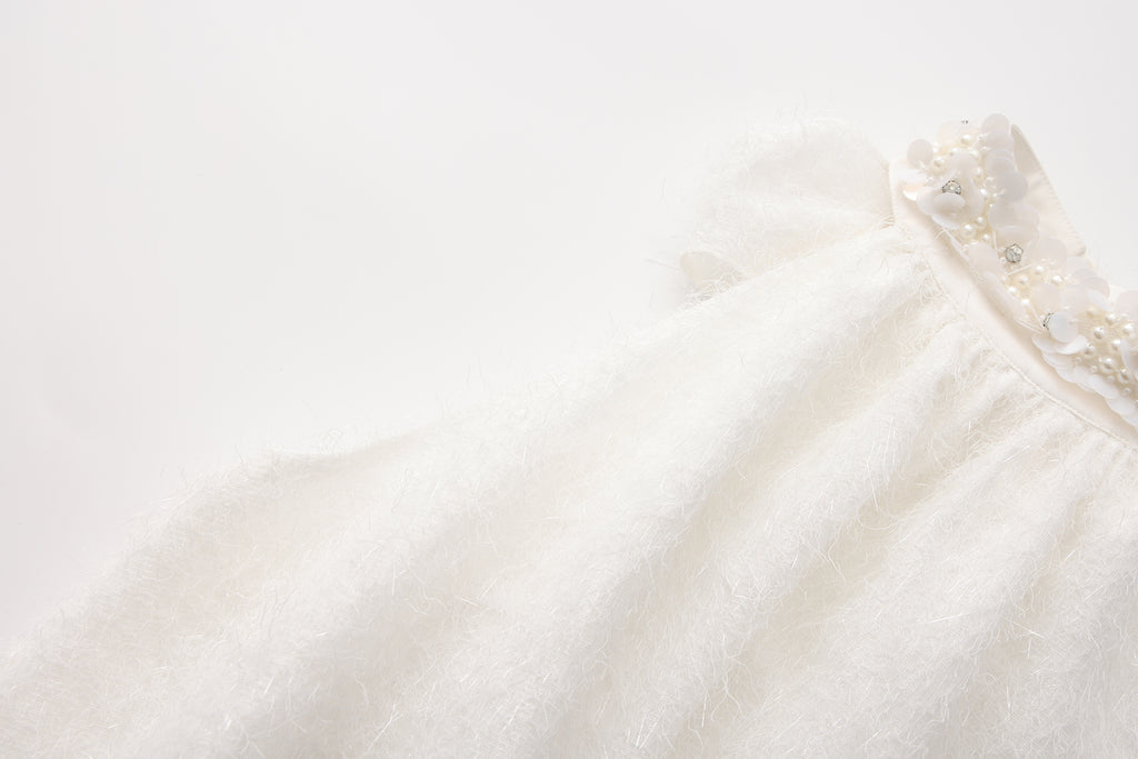 White Halter Silver Lace-Up Dress