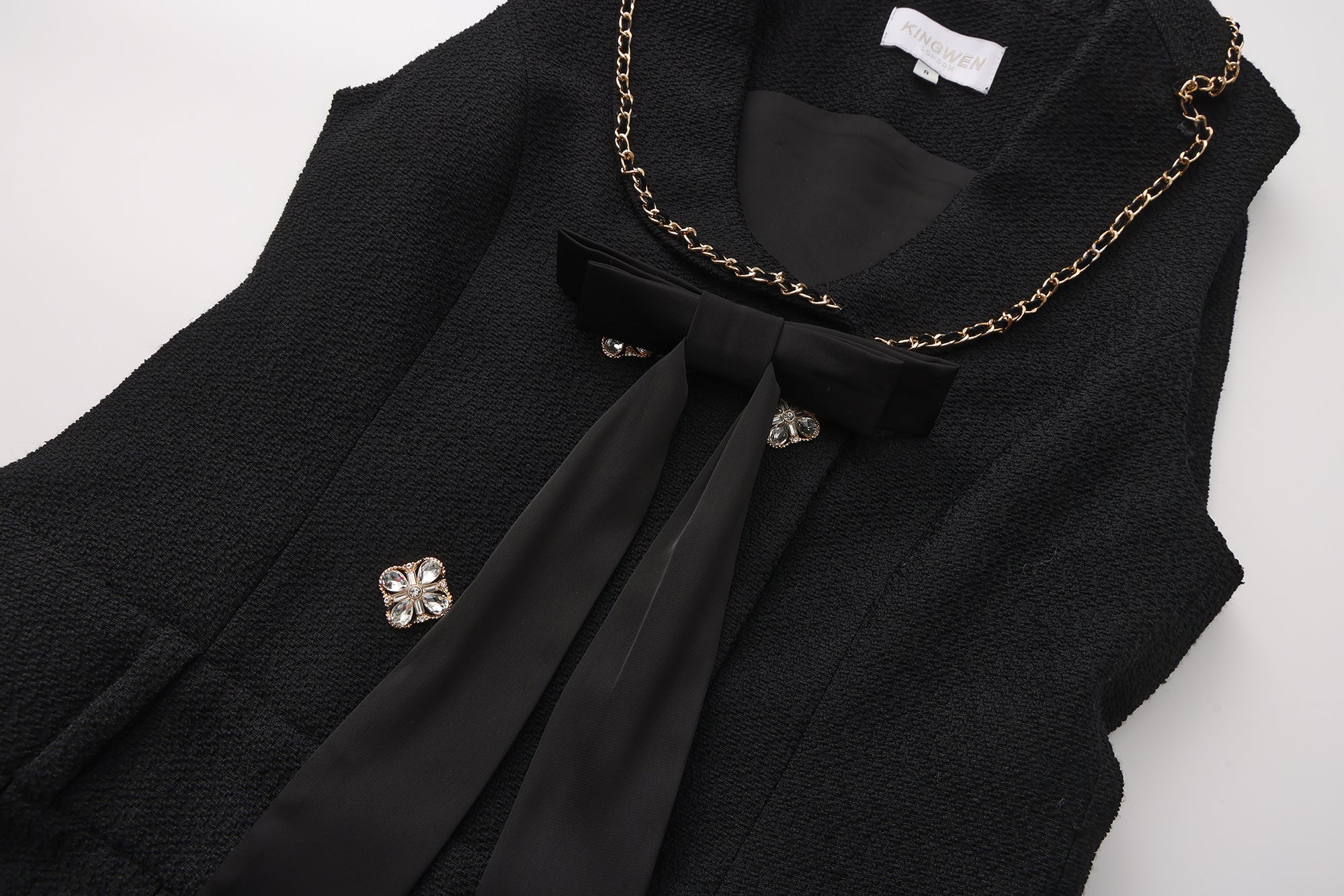 Black Tweed Pleated Dress