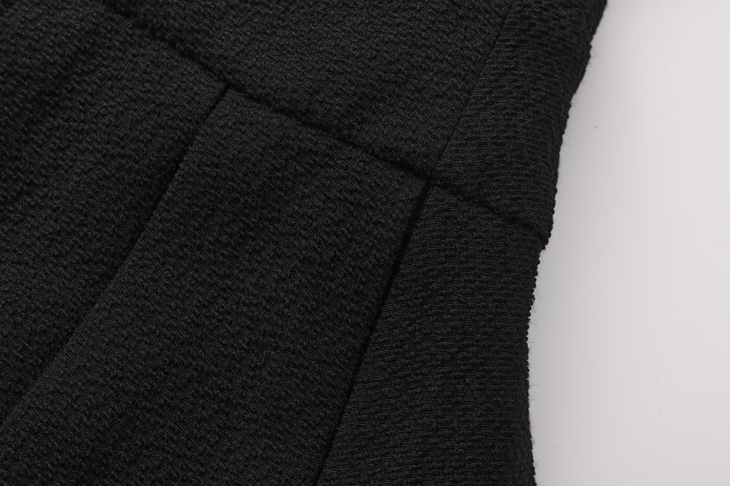 Black Tweed Pleated Dress