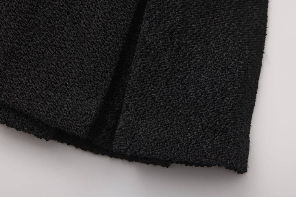 Black Tweed Pleated Dress