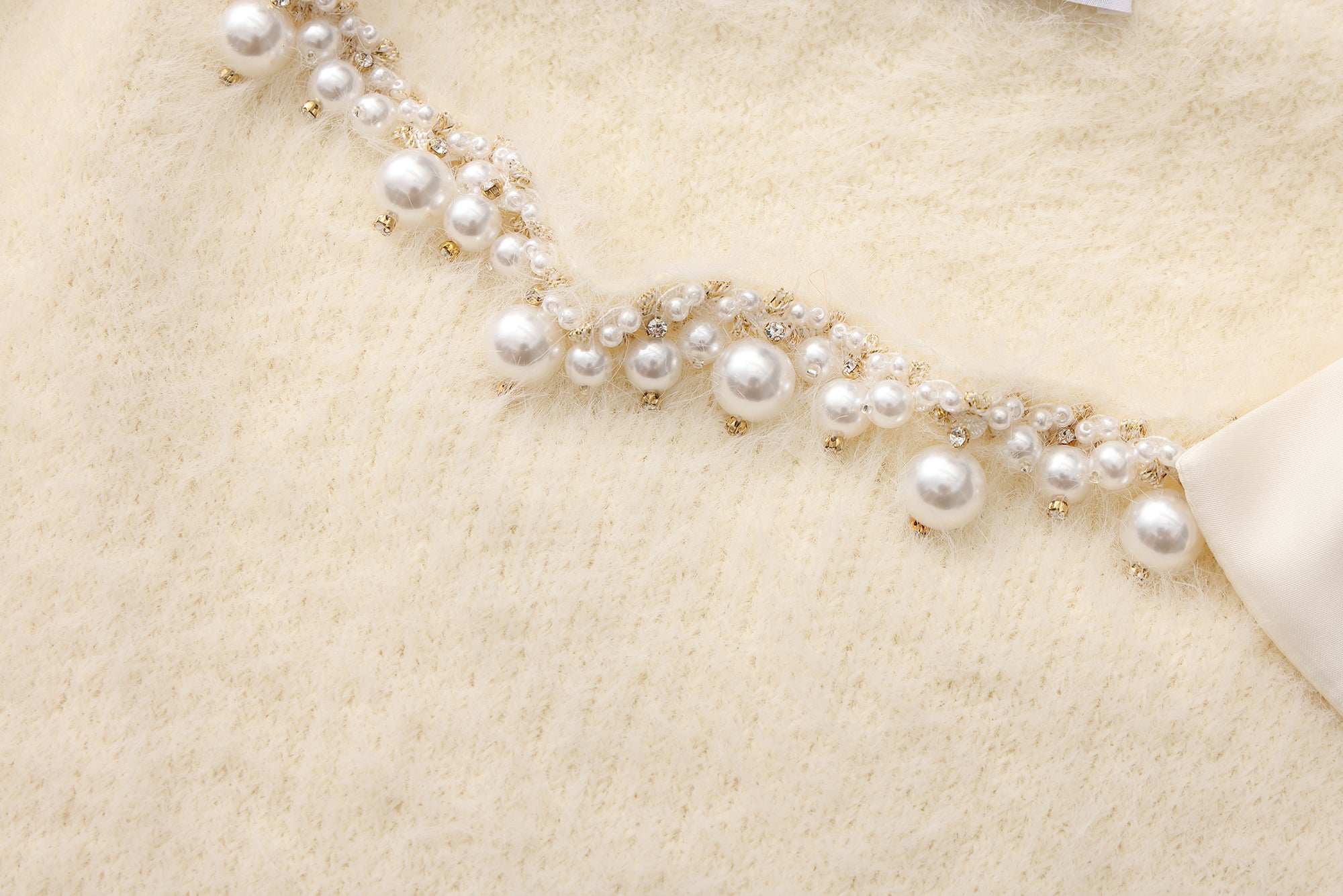 White Off-The-Shoulder Beaded Sweater