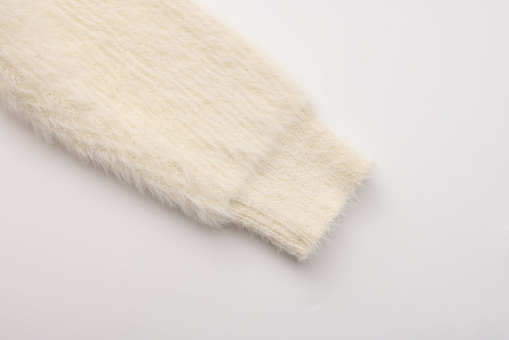 White Off-The-Shoulder Beaded Sweater