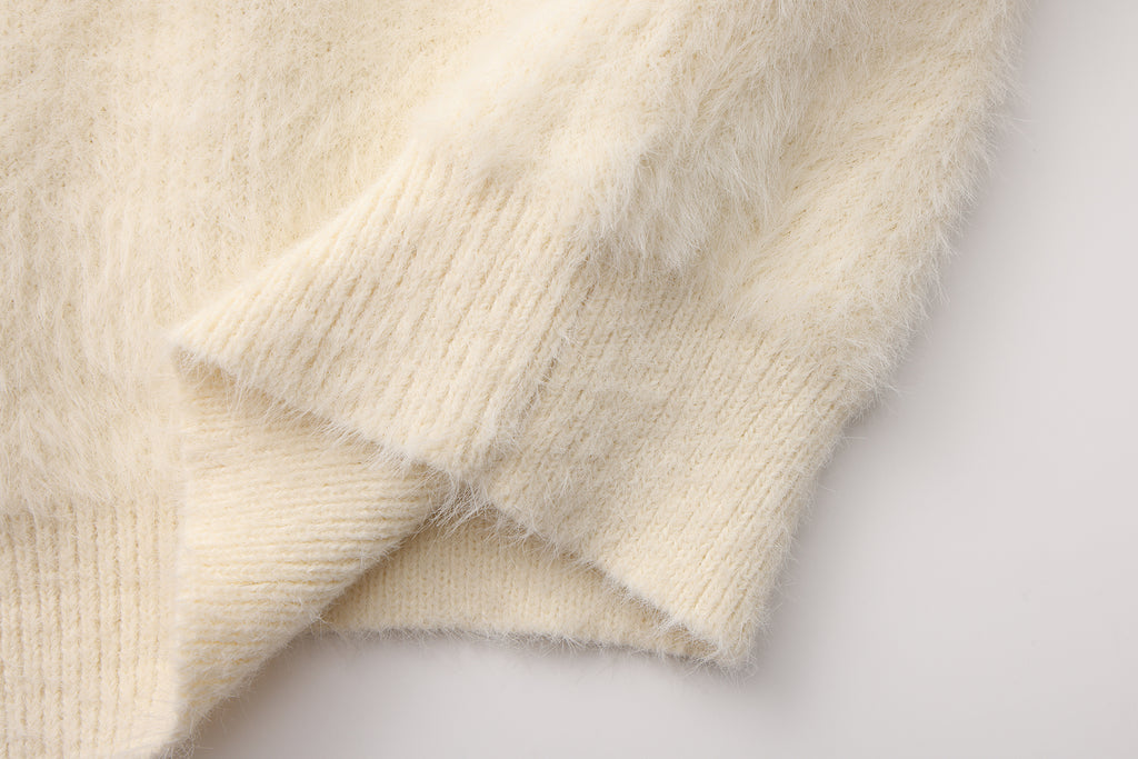 White Off-The-Shoulder Beaded Sweater