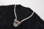 Black Bow Draped Chain Sweater