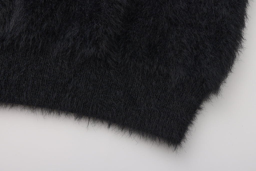 Black Bow Draped Chain Sweater