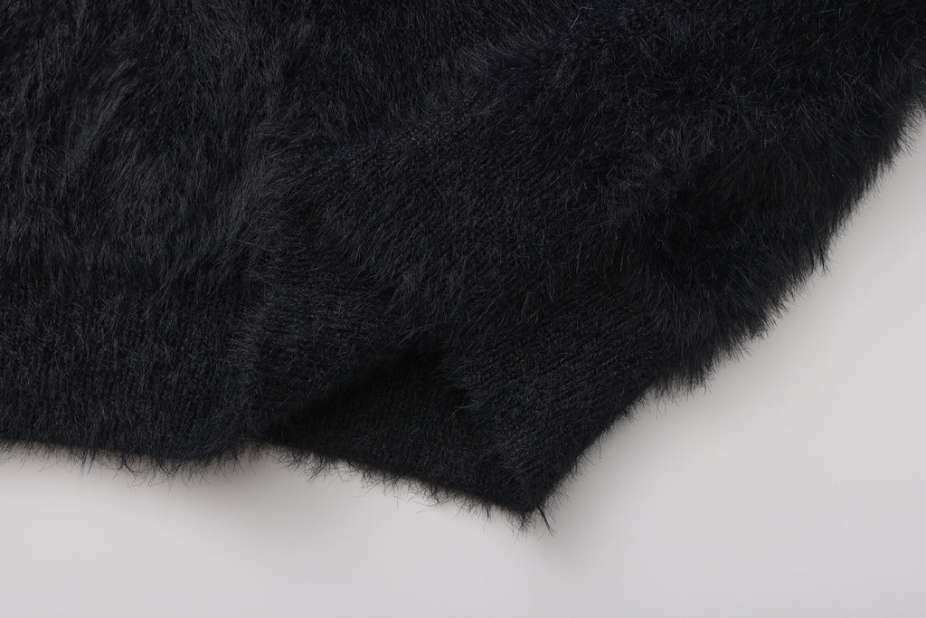 Black Bow Draped Chain Sweater