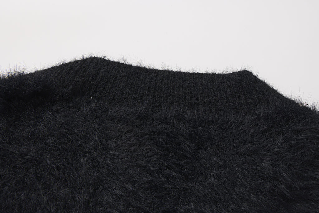 Black Bow Draped Chain Sweater