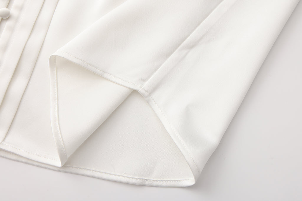 White Button-Row Blouse