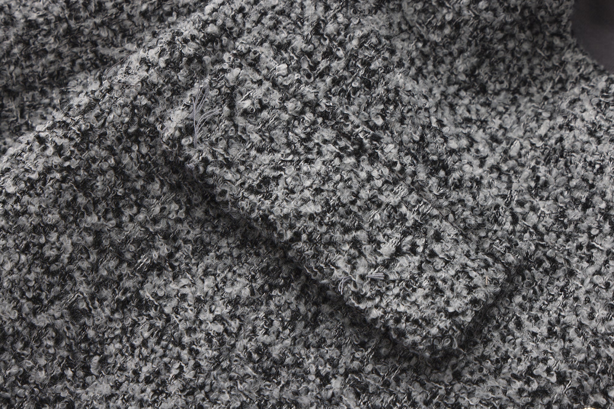 Gray Detachable Square-Necked Tweed Coat