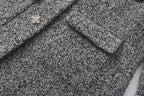 Gray Detachable Square-Necked Tweed Coat