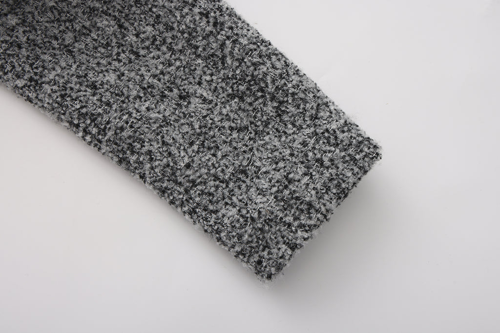 Gray Detachable Square-Necked Tweed Coat