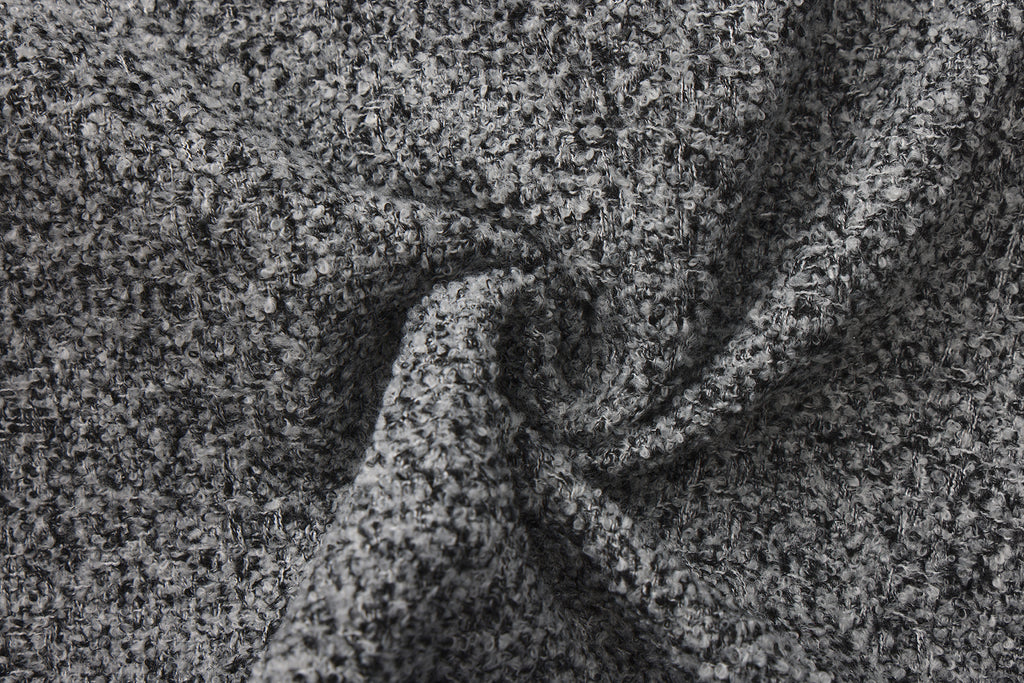 Gray Detachable Square-Necked Tweed Coat