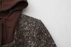 Brown Detachable Square-Necked Tweed Coat