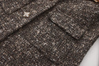 Brown Detachable Square-Necked Tweed Coat