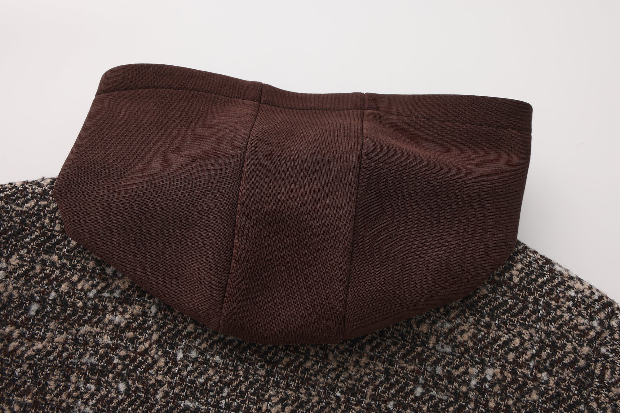 Brown Detachable Square-Necked Tweed Coat