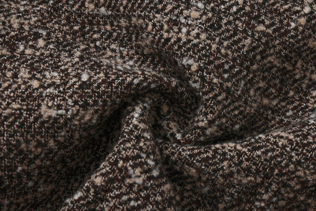 Brown Detachable Square-Necked Tweed Coat