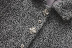 Gray Collar Looped Woolen Coat