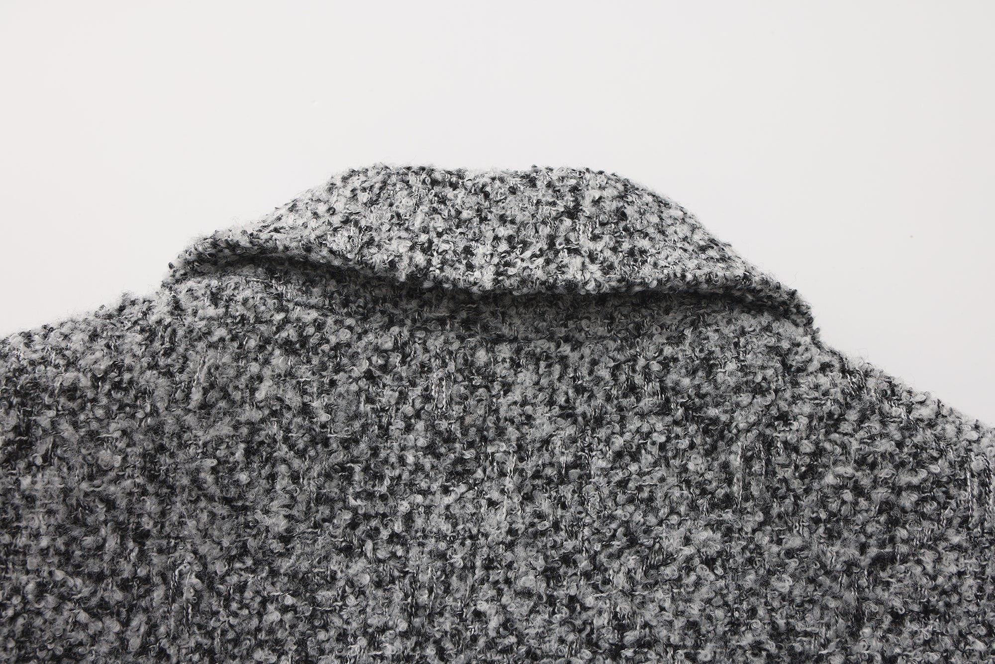 Gray Collar Looped Woolen Coat