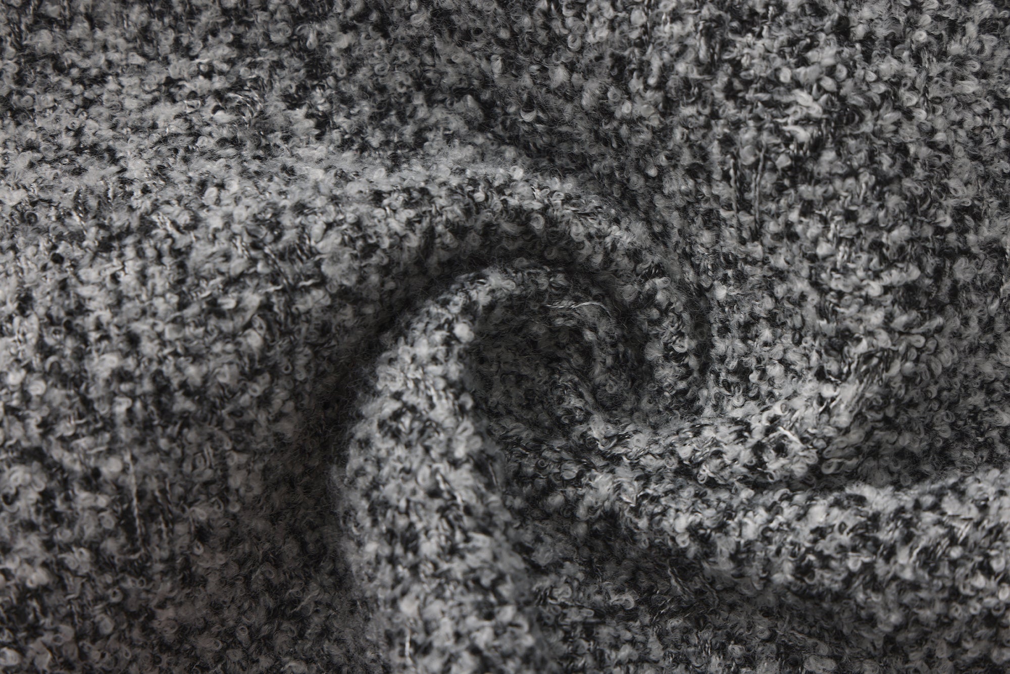 Gray Collar Looped Woolen Coat