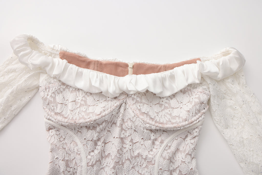 White Lace Off-The-Shoulder Dress