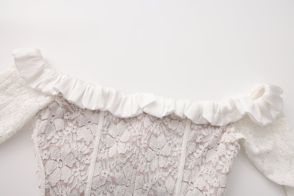 White Lace Off-The-Shoulder Dress