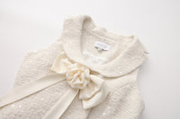 White Tweed Pleated Dress