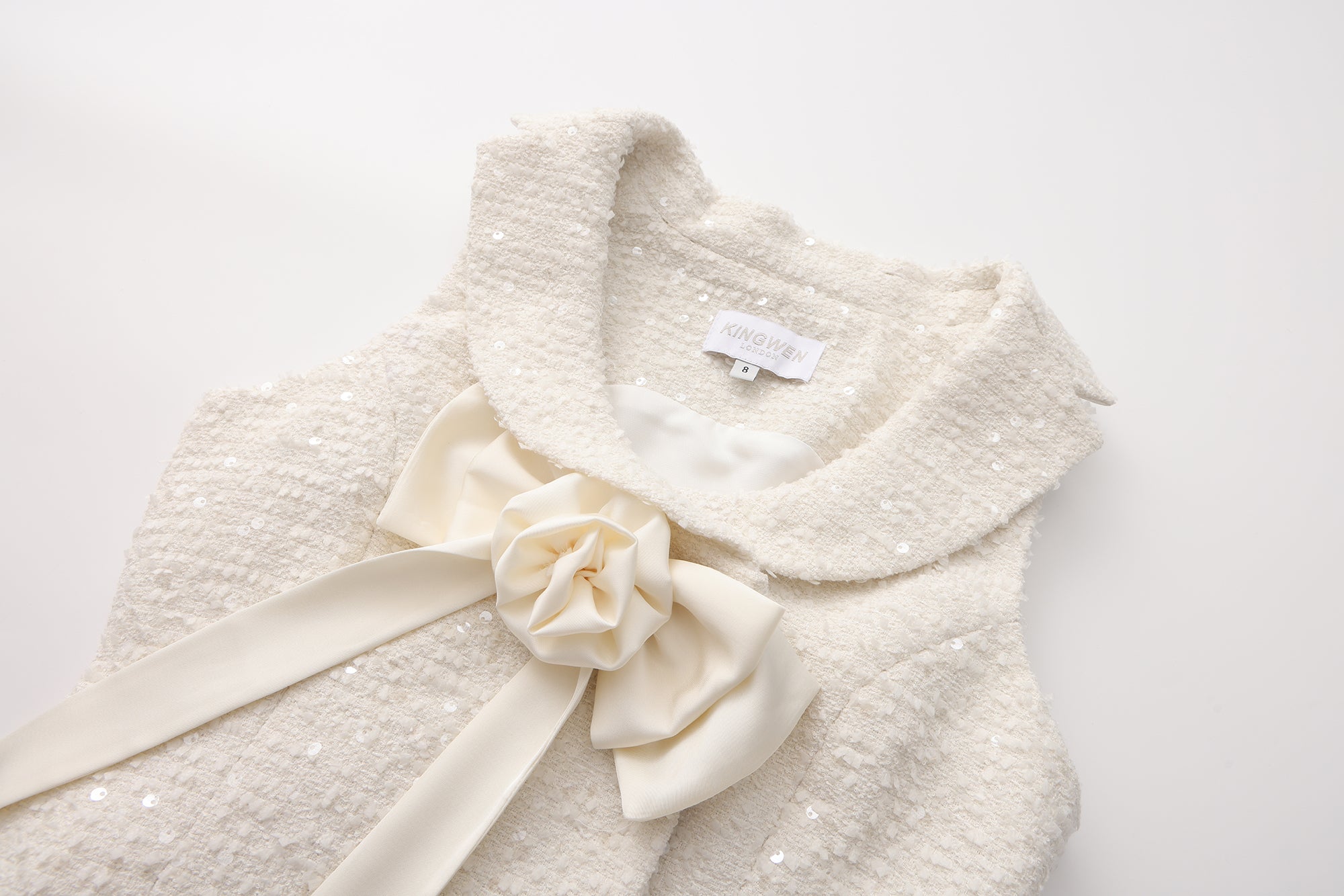 White Tweed Pleated Dress