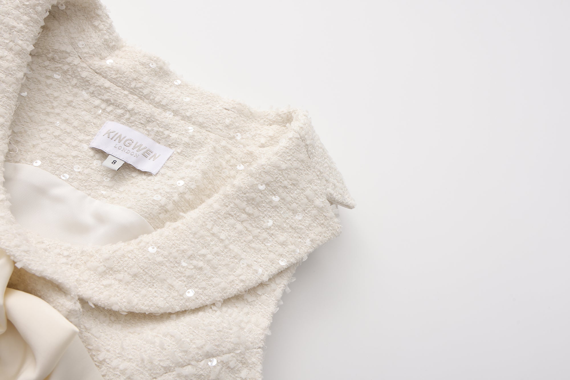 White Tweed Pleated Dress