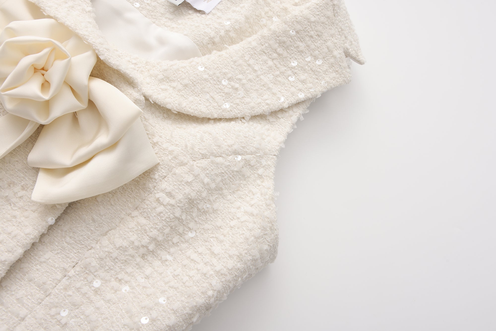 White Tweed Pleated Dress