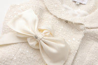 White Tweed Pleated Dress