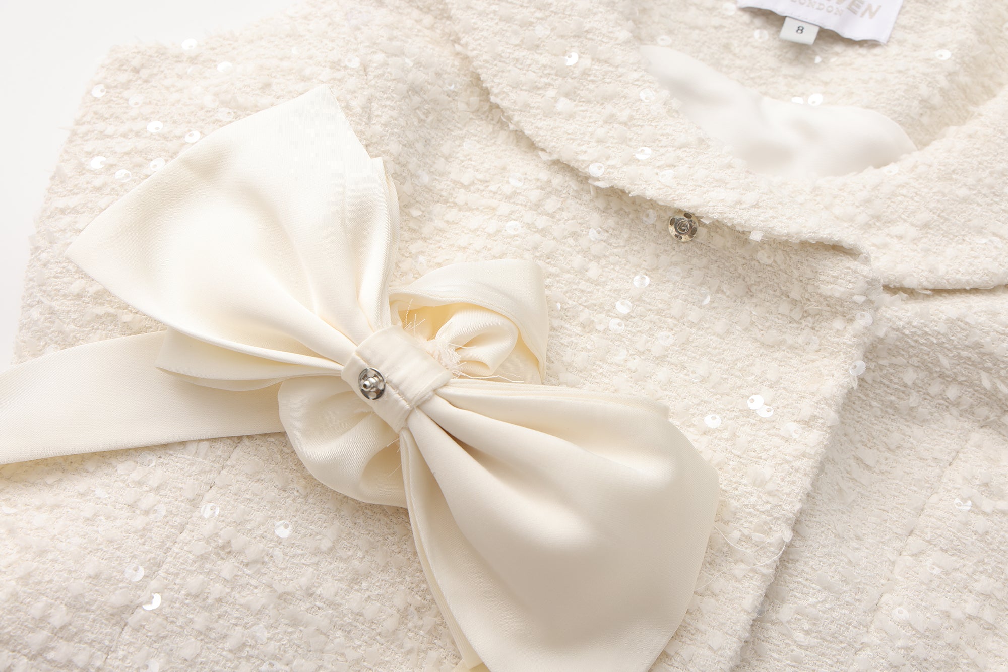 White Tweed Pleated Dress