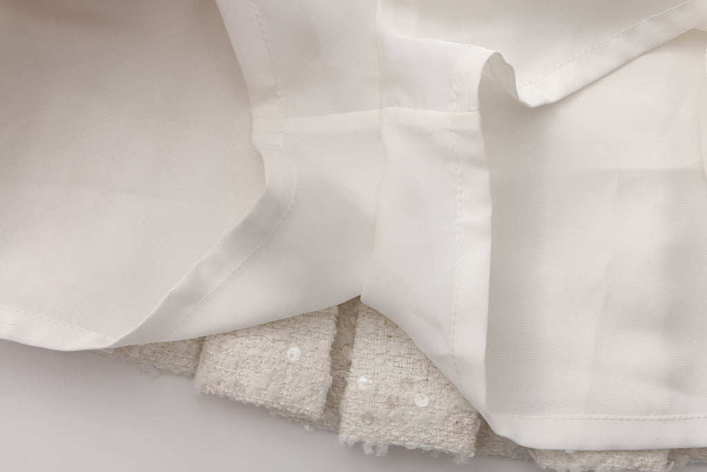 White Tweed Pleated Dress