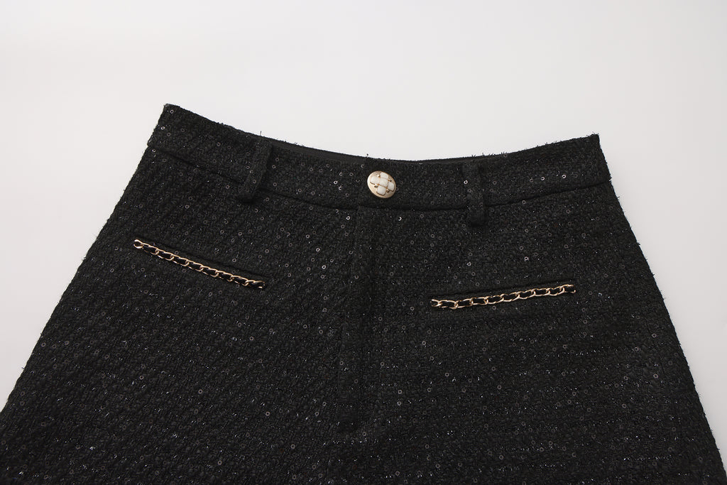 Black Tweed Shorts